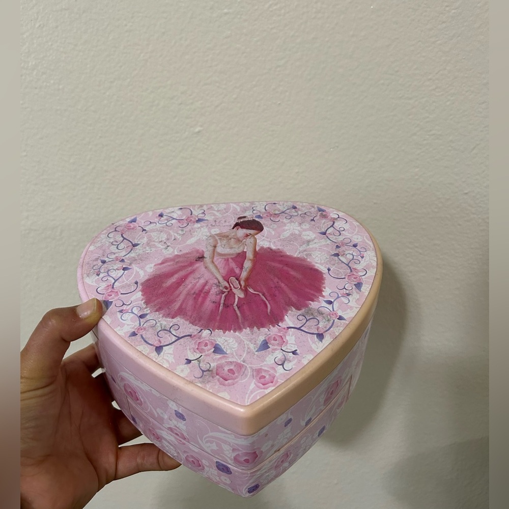 Pink Heart-Shaped Ballerina Box